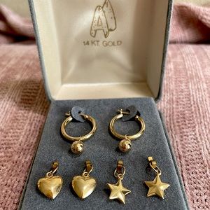 14kt Gold Charm Hoop Earrings NWOT